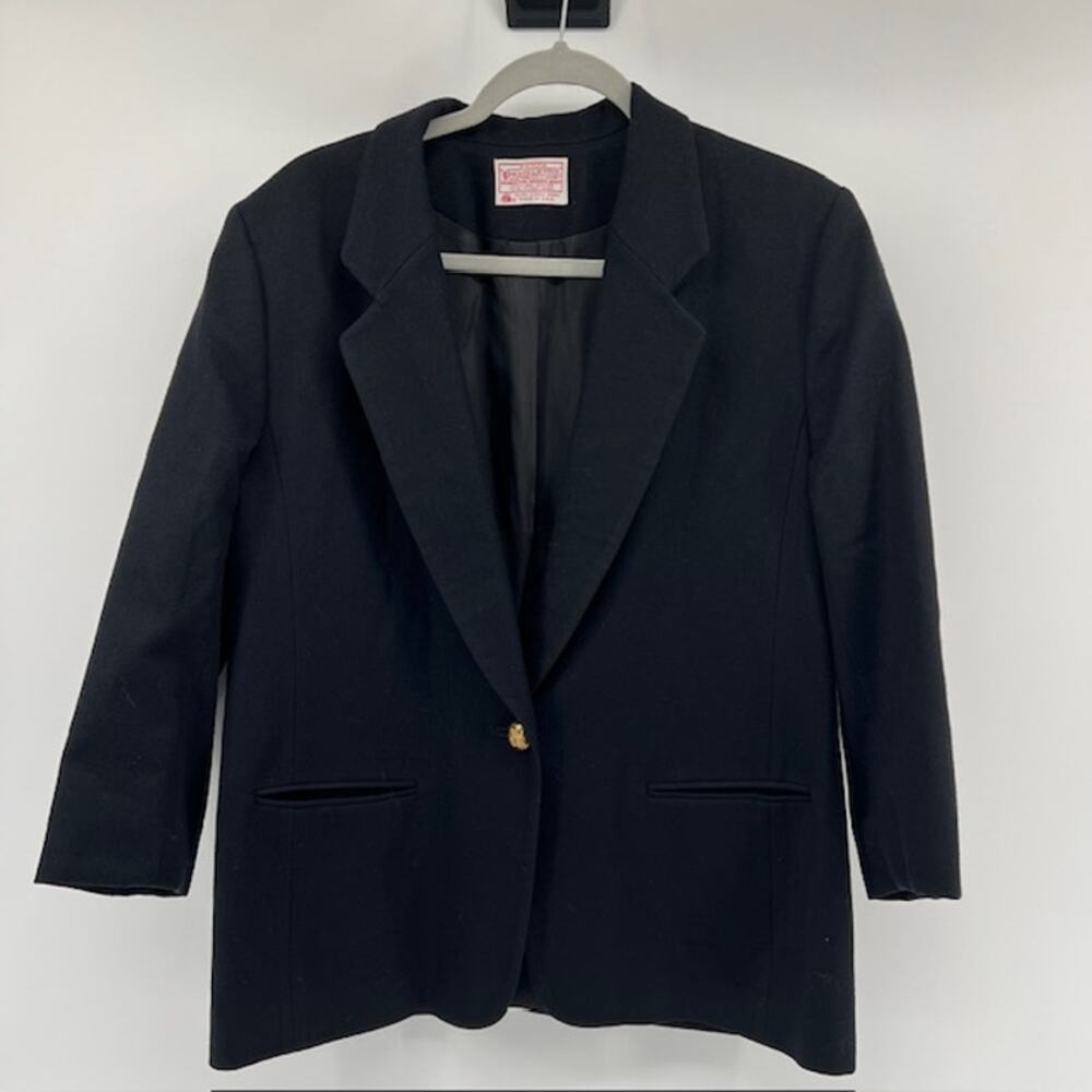 VTG Pendleton 100% Wool Blazer Womens 14P Black Professional Business Office USA